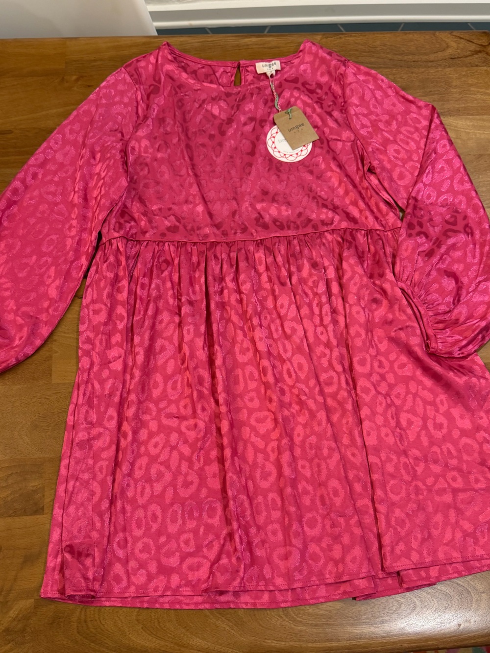 NWT Umgee Pink Leopard Print Flowy Dress - Size Medium